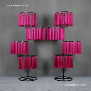 新款ETC婚礼道具南洋风韶华路灯新式婚中庆仿引玫红古色流苏摆件