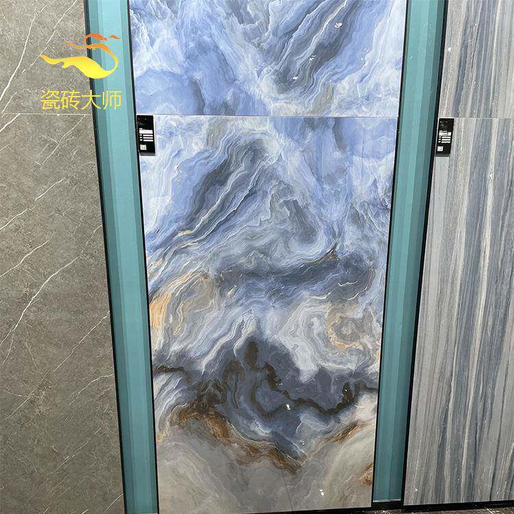 佛山瓷砖蓝色大理石客厅墙砖900x1800防滑大板餐厅地砖厨卫釉面砖