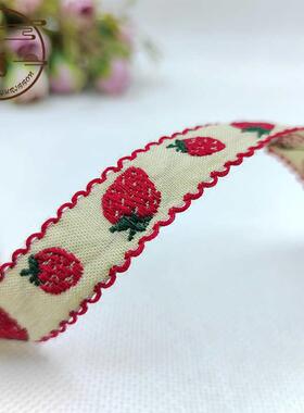 现料货草莓提花纺织毛辅鞋包镶边头边饰idy棉质民DM00233B族风织
