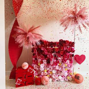 喜字仿真结婚立体朵落真地喜字房摆件订婚手工diy仿插花喜字婚花