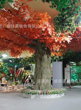 仿真红GS-FS001枫树型假树大钢仿真树酒店餐厅内装饰树人造室玻璃