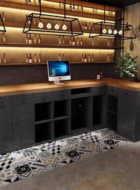 收银台酒吧商厅饭奶56980店柜台用茶店前台接待弧形转角复餐古柜