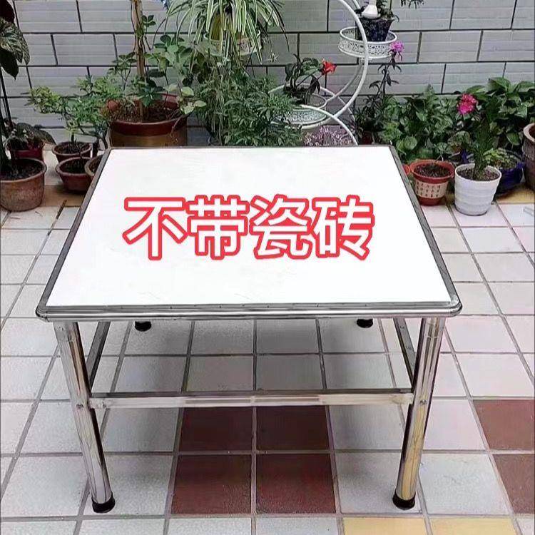 加厚不锈钢桌架家用吃饭学习餐桌正方形长方形新款不锈钢桌子