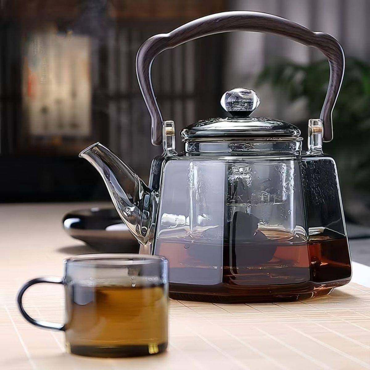 高硼硅玻璃煮茶壶养生壶家用围炉提梁壶耐高温明火电陶炉烧水壶