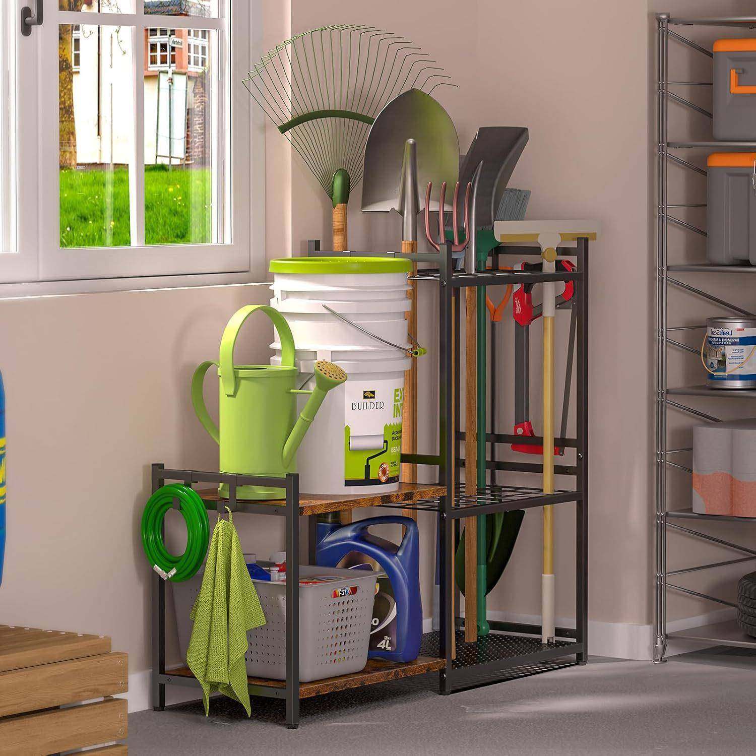 庭院铁锹扫把水桶收纳架多功能清洁用具货架劳动工具架,收纳整理,书桌收纳置物架,淘宝优惠券,粉丝福利购,淘宝优惠卷