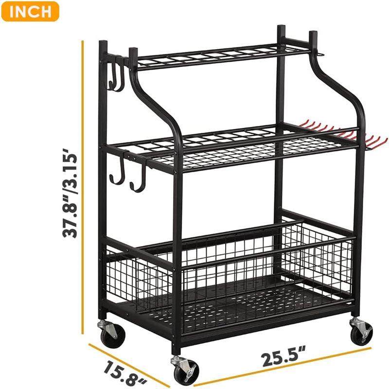 带轮子的花园工具收纳架电动工具收纳盒工具支架整理储物架置物架