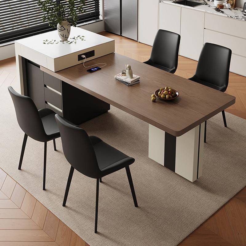 简约岩板伸缩岛台餐桌家用小户型现代可折叠多功能吃饭桌子
