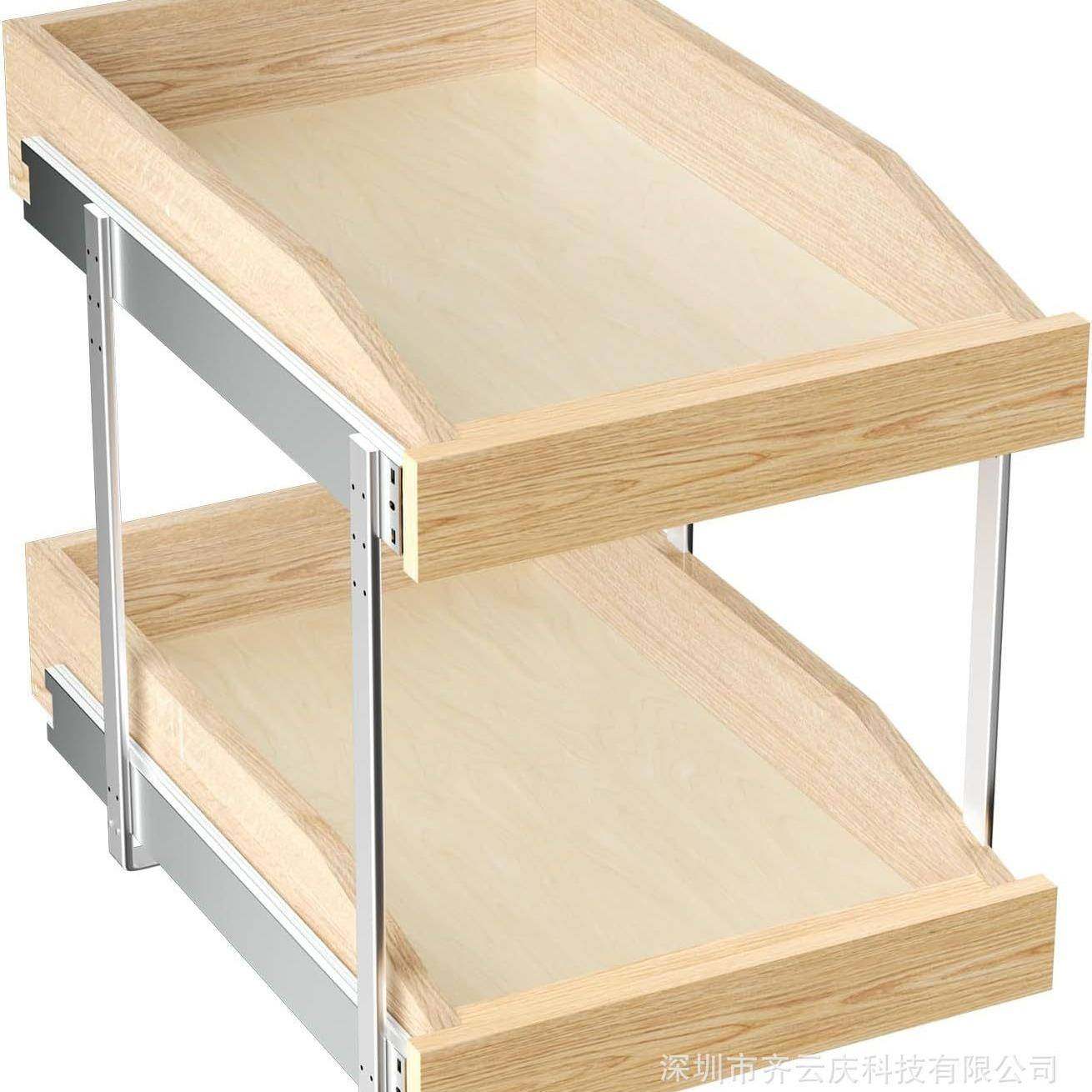 木质两层收纳架创意滑动式橱柜整理架厨房双层调味品架实木置物架,厨房/烹饪用具,抹布架/厨房清洁收纳架,淘宝优惠券,粉丝福利购,淘宝优惠卷