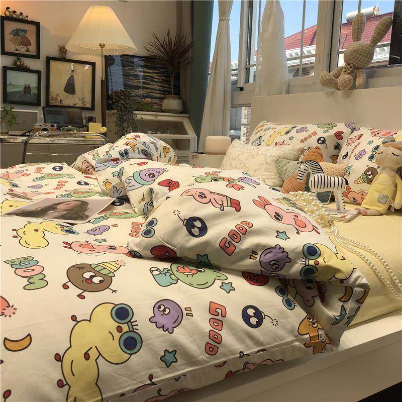 V45O田园风小碎花床上四件套纯棉被套蓝色油画风写意1.5m被套,床上用品,床品套件/四件套/多件套,淘宝优惠券,粉丝福利购,淘宝优惠卷