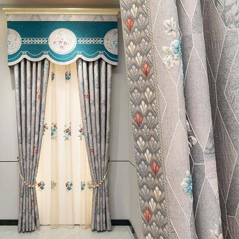 直销法式窗帘成品客厅轻奢现代简约遮光卧室高精密提花窗帘布