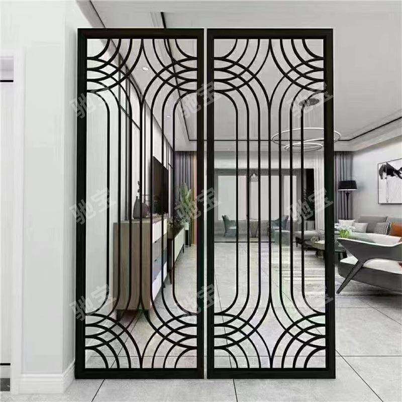 新中式铝合金格栅仿木纹花格隔断屏风酒店镂空造型焊接屏风格栅