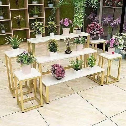 花店花架鲜花铁艺展示架手捧多肉陈列架阶梯式中岛流水台置客厅