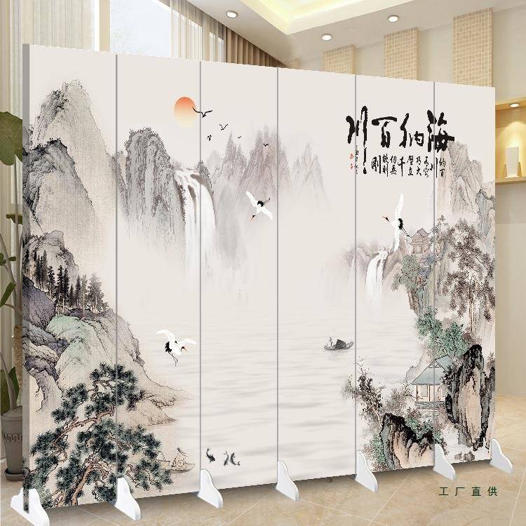 2025新款屏风客厅隔断双面折叠移动家用入户门遮挡玄关办公室山水