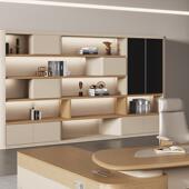 GEQ办柜公室书柜玻璃件简文约板式 资料架档案储柜老板背景柜物子