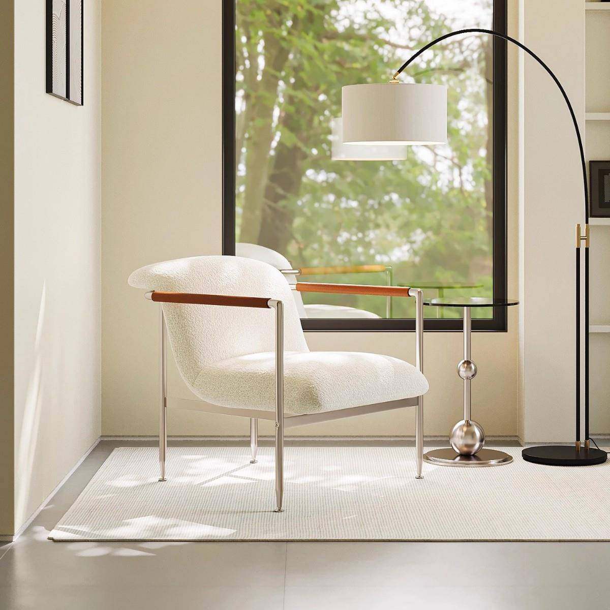 埃索休闲椅扶手椅不锈钢简约客厅单人懒人沙发椅设计师阳台小户型,电子元器件市场,其它元器件,淘宝优惠券,粉丝福利购,淘宝优惠卷