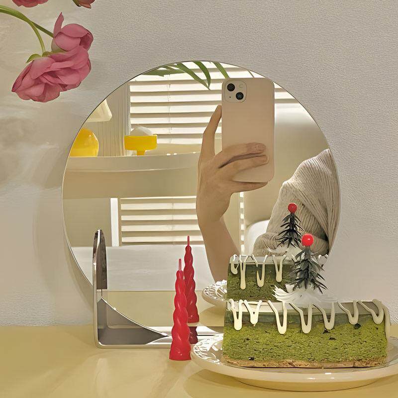 韩版化妆镜台式桌面家用高清镜子梳妆台美妆镜无灯大号不带灯轻奢