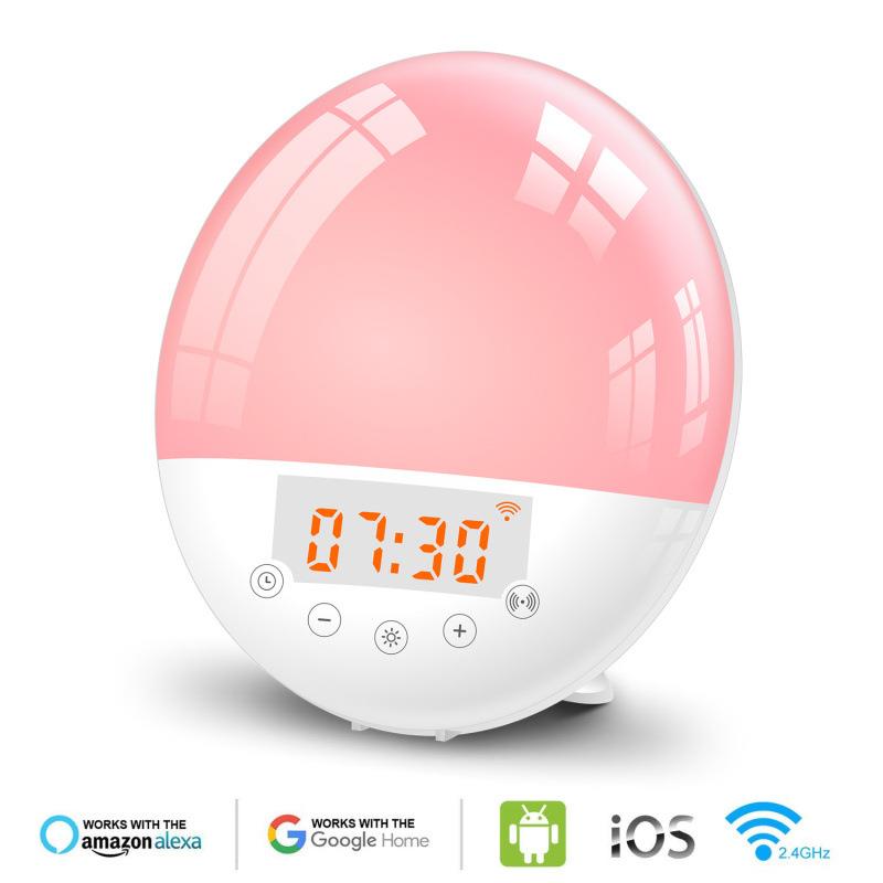 智能APP语音控制唤醒灯七彩变色LED睡眠灯模拟日出日落起床闹钟