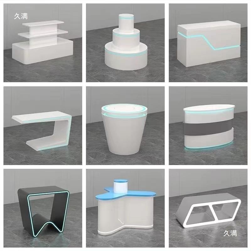 科技感展厅展示台烤漆体验台公司产品展示柜圆形创意桌中岛台