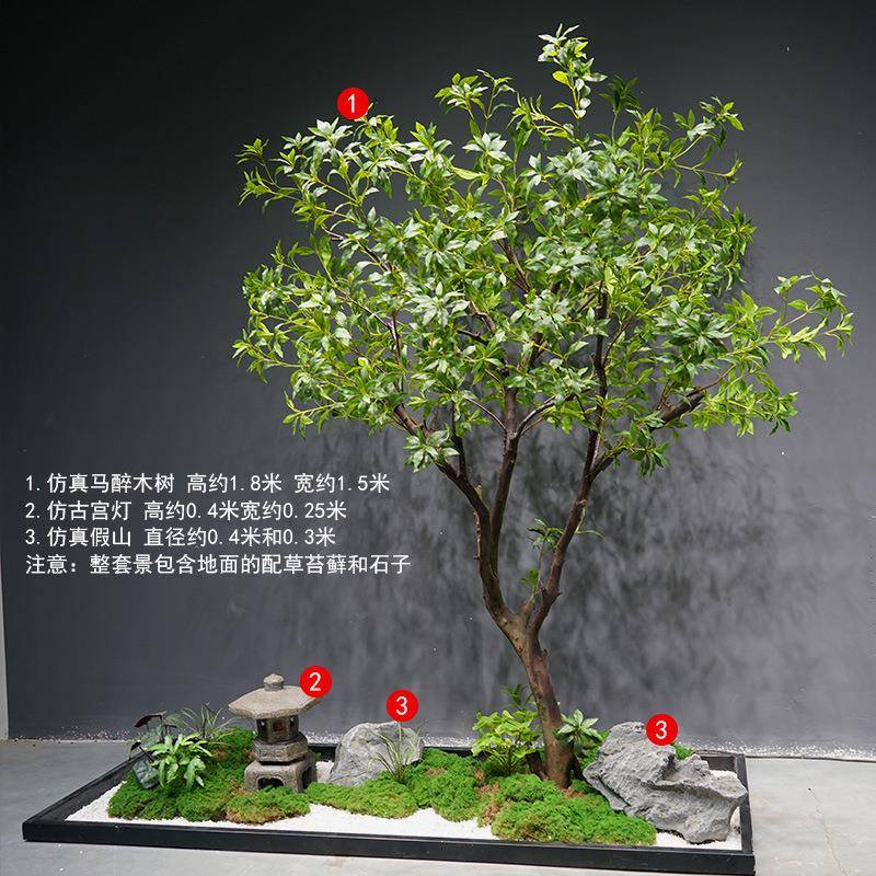 仿真南天造竹装饰内室梯下拐角软装假绿植物景楼观景仿HWS30真树