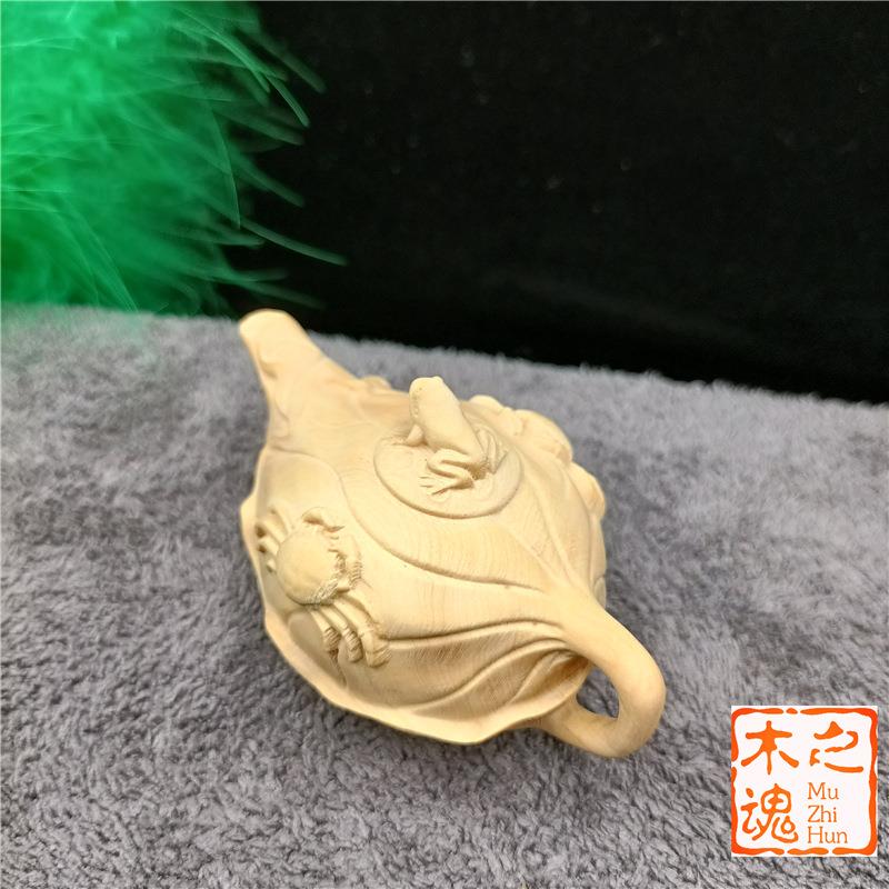 小叶黄杨木雕刻随身手把件手把玩文玩青蛙螃蟹茶壶茶宠汽车小摆件