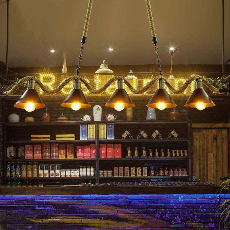工业风复古酒吧个性麻绳网红创意餐厅服装店设计师美式吧台吊灯,家装灯饰光源,智能吊灯,淘宝优惠券,粉丝福利购,淘宝优惠卷