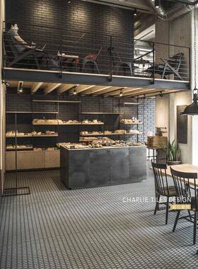 仿古灰色水磨石石纹格子瓷砖厨房客厅卫生间防滑复古地砖墙砖瓷砖