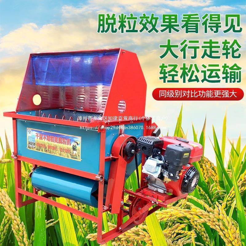 小型家用脱粒机干湿两用水稻打谷机汽油电动油菜籽脱粒农用收籽机
