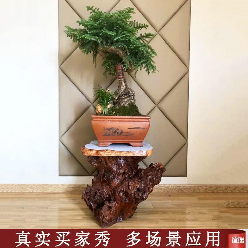 天然阳台花架子室内家用实木客厅多层花盆架树根摆件根雕底垒德株