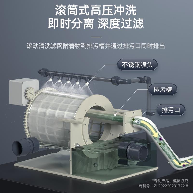 转鼓微滤机鱼池自动反冲洗循环鱼便分离过滤器水产养殖微滤机