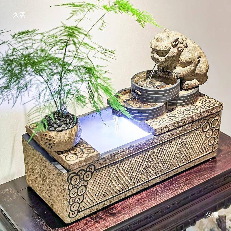 流水鱼缸摆件客厅茶室桌面装饰办公室茶台阳台室内循环水景观