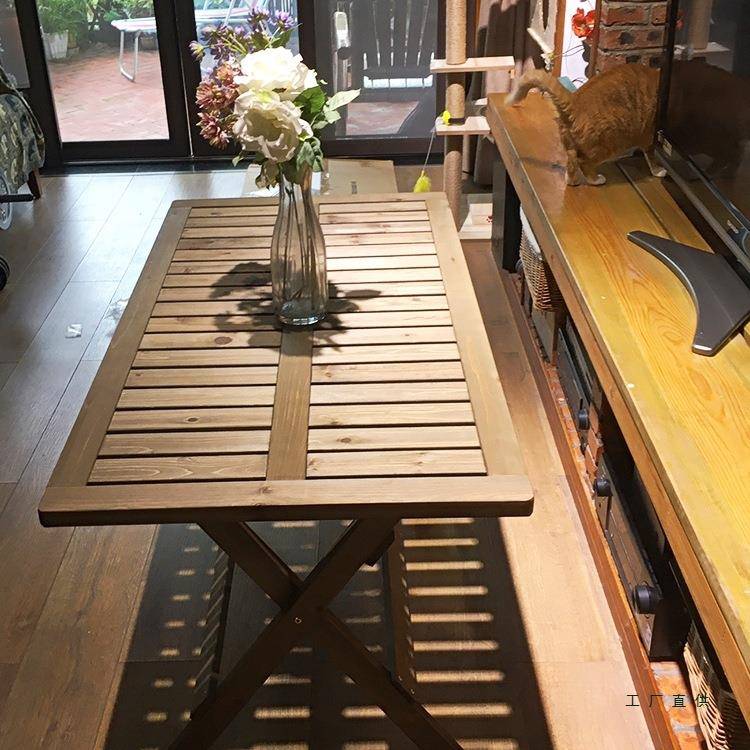 室外桌椅庭院用桌椅套餐民宿实木休闲茶桌户外摆摊折叠桌长条桌子