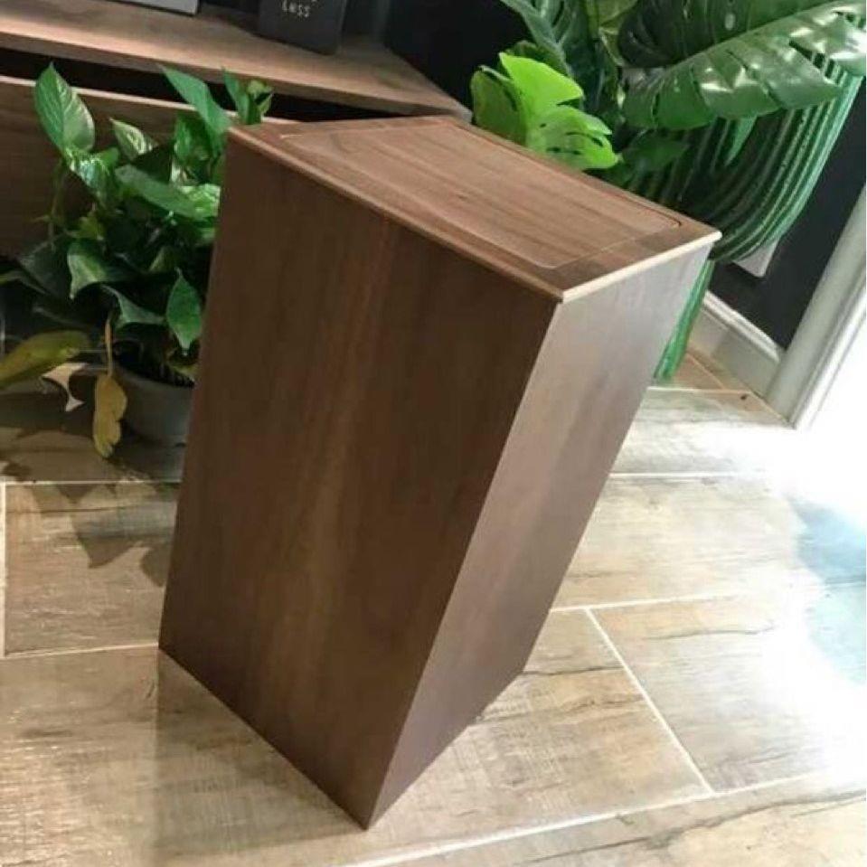 胡桃木木质翻盖垃圾桶内套垃圾袋简约现代酒店大堂客厅办公家用