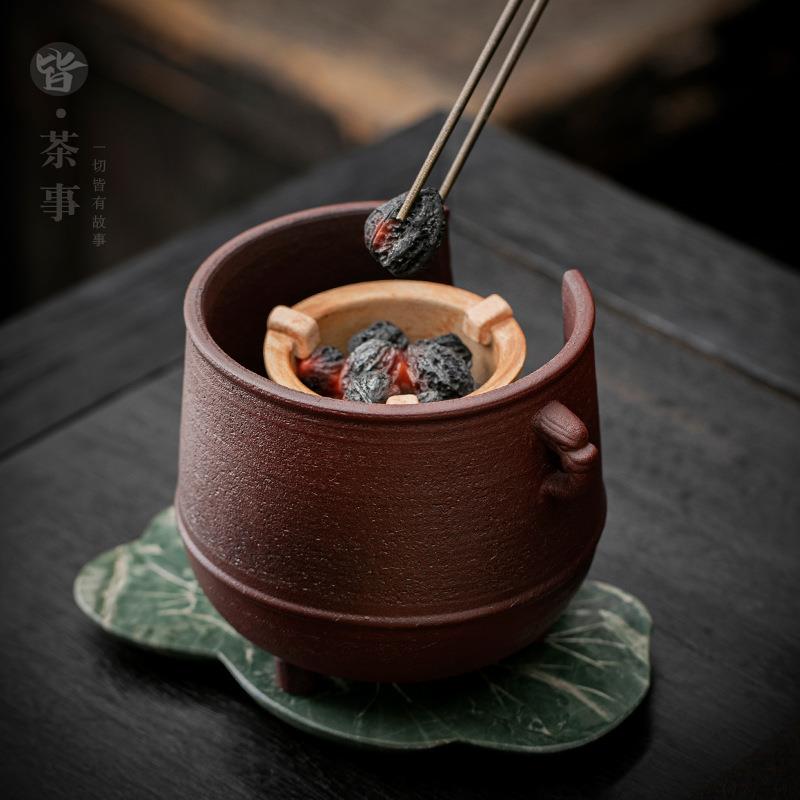 复古粗陶围炉煮茶壶碳炉酒精炉全套炭炉烤火炉子功夫套装家用室内