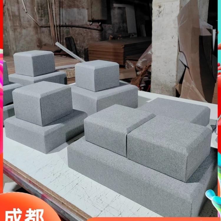 博物馆展示台文献玉器古董硬包定制亚麻布展示台实木底座摆台托