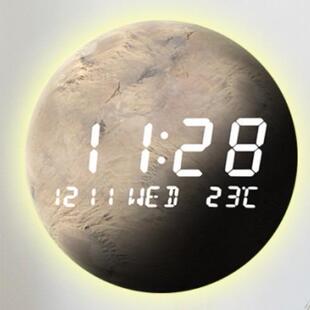 LED数显钟夜光数字轻奢客厅木质数码万年历温度电子数字挂钟静音