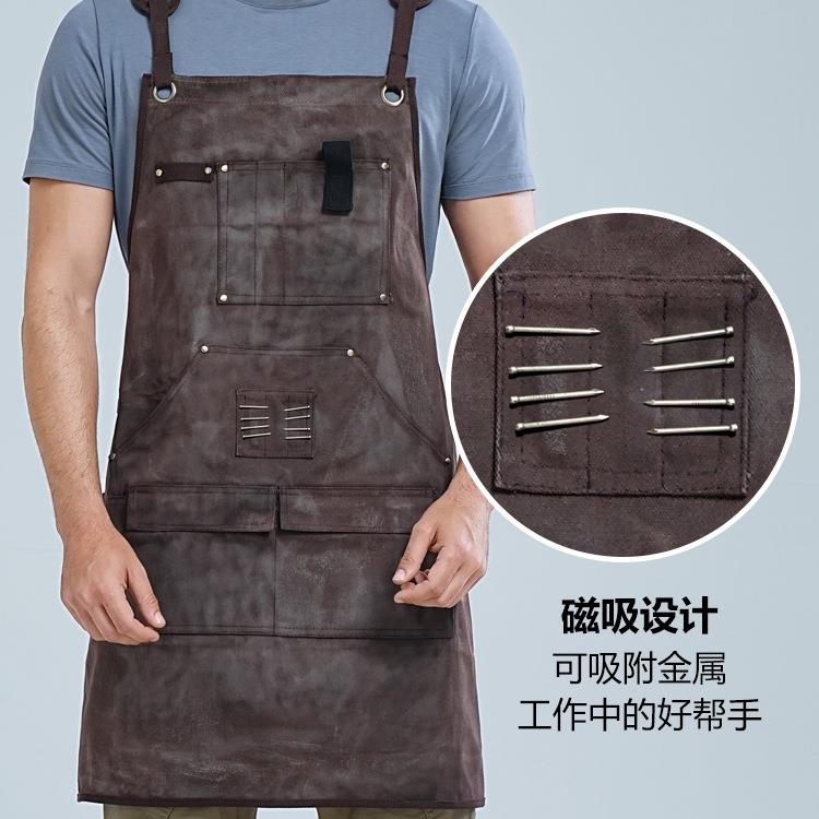 美式围裙工作男防水园艺手作匠人木工干活耐磨厚帆布机械