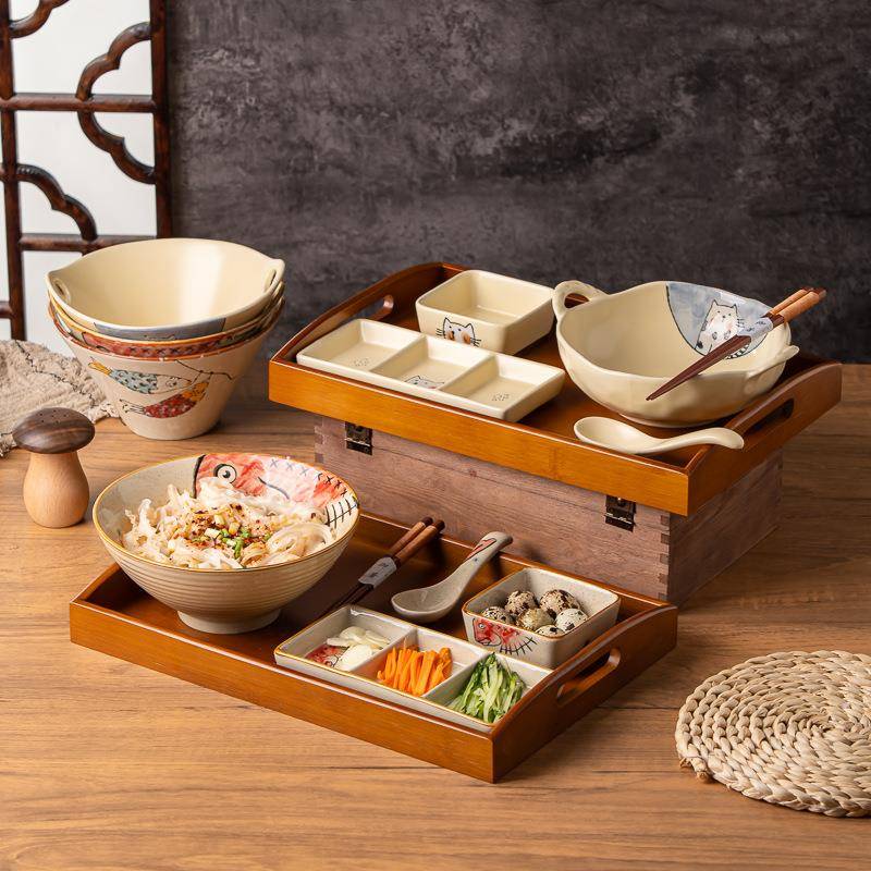 日式手绘陶瓷创意一个人食餐具汤面拉面仪式感特色餐具碗碟套装