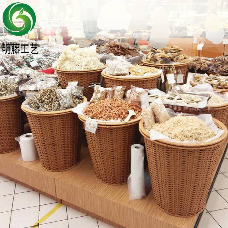 加高藤编堆头筐水果篮果蔬店超市陈列展示篮收纳筐