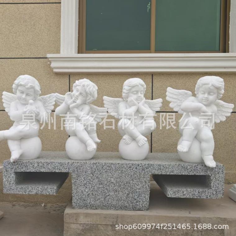 汉白玉复古天使摆件美式大理石酒店展览厅雕塑女孩女神西方人物像