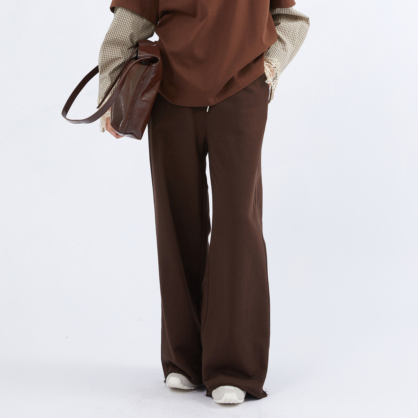 法柚松紧腰咖色阔腿裤女2026春装美拉德系带直筒裤显瘦垂感裤子,女装/女士精品,牛仔裤,淘宝优惠券,粉丝福利购,淘宝优惠卷