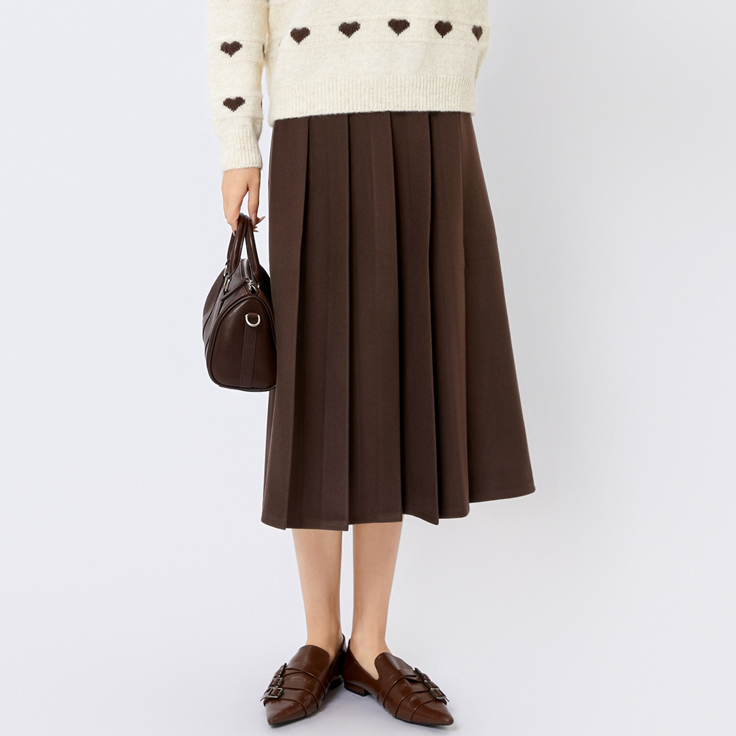 法柚半身裙女2026春季新款时尚百搭气质百褶显瘦A字松紧腰长裙