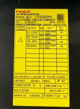 A06B-1563-B23#010212052A06B-156-B5C3F0ANU发那科伺服电机原装