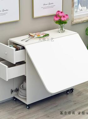 桌约现代小户型伸缩折叠餐桌长形移动厨房储物柜方简易简F75959HS