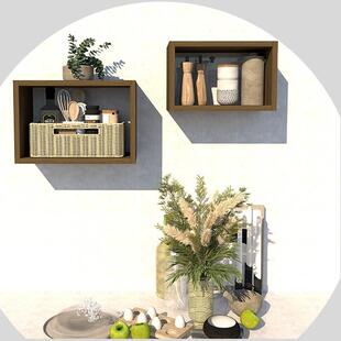 木客质墙YF-98651面方饰形装架厅卧室墙壁式摆件杂物展示架壁挂墙