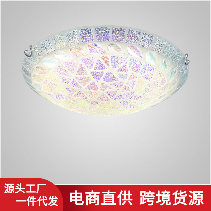 地中海马赛克圆形吸顶灯
