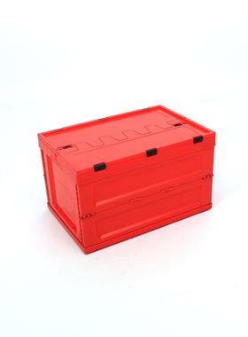 塑料折红叠箱加厚带XEM盖折叠箱黑折色收纳箱大号载整理车塑胶叠