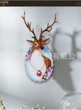 创意动物头粘胶挂钩客厅饰墙上壁挂复古梅花鹿头头树墙面装品鹿壁