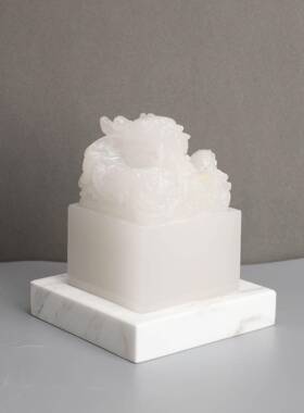 超杰厂价直销理石白盘11111龙印章玉龙头玉玺摆件大工品艺书房饰