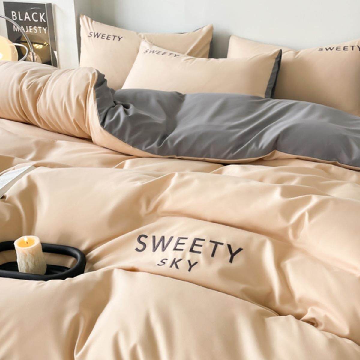 奢柔软水洗棉四件套刺绣罩轻奢床笠被套宿舍10012125轻件床单三被