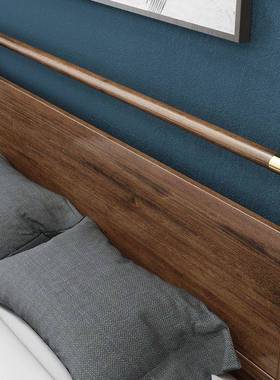 .新中婚式轻奢木床.胡桃木双人床简约实床..PGR米现代主卧家用床